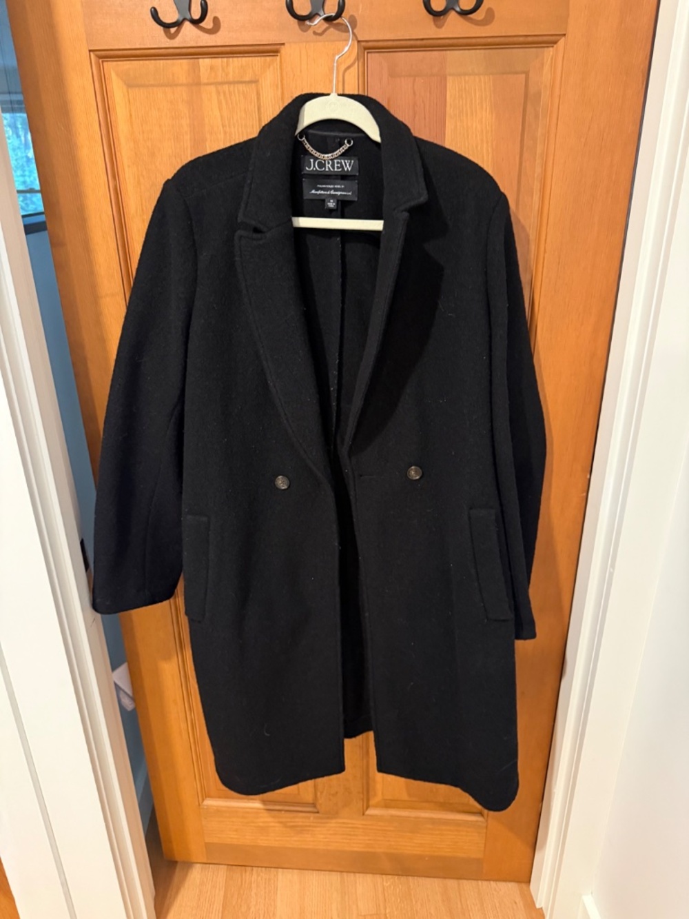 Black J.Crew Daphne Boiled Wool Coat Size 18 - Picture 3 of 4